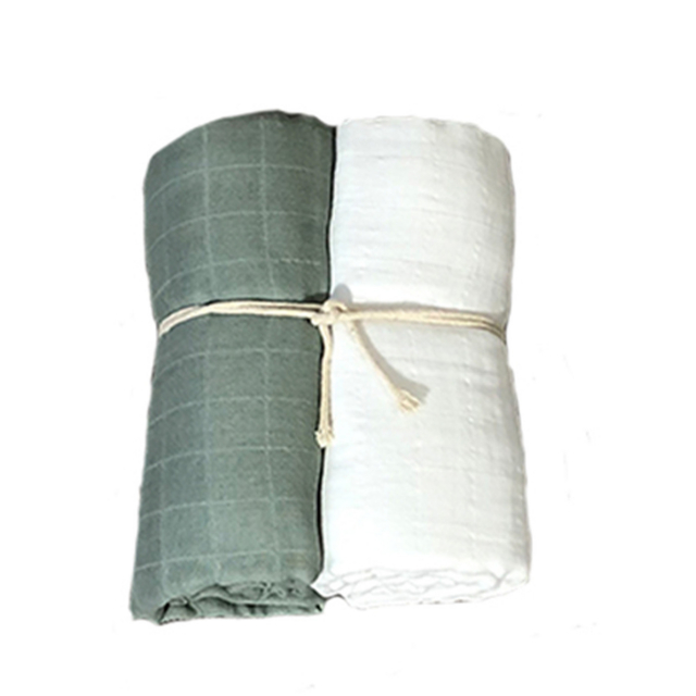 Mini Dreams Muslinfilt 2-pack Vit/grön 70x70 cm