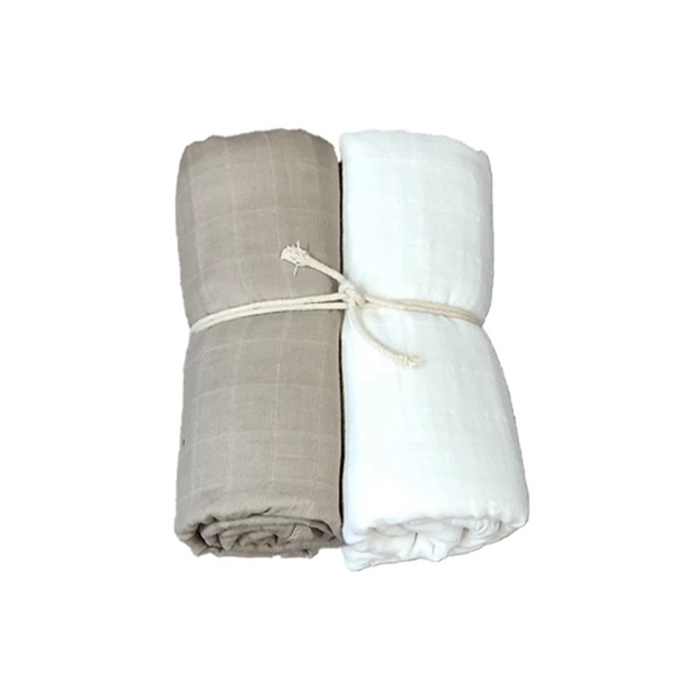 Mini Dreams Muslinfilt 2-pack Vit/sand 70x70 cm