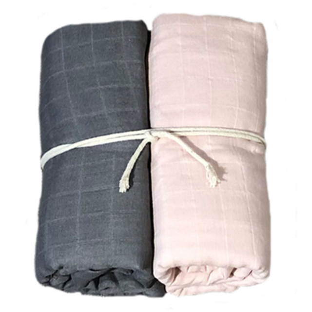 Mini Dreams Muslinfilt 2-pack Grå/rosa 115x115 cm