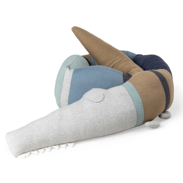Sebra Stickad Kudde Sleepy Croc Dusty Blue Mix