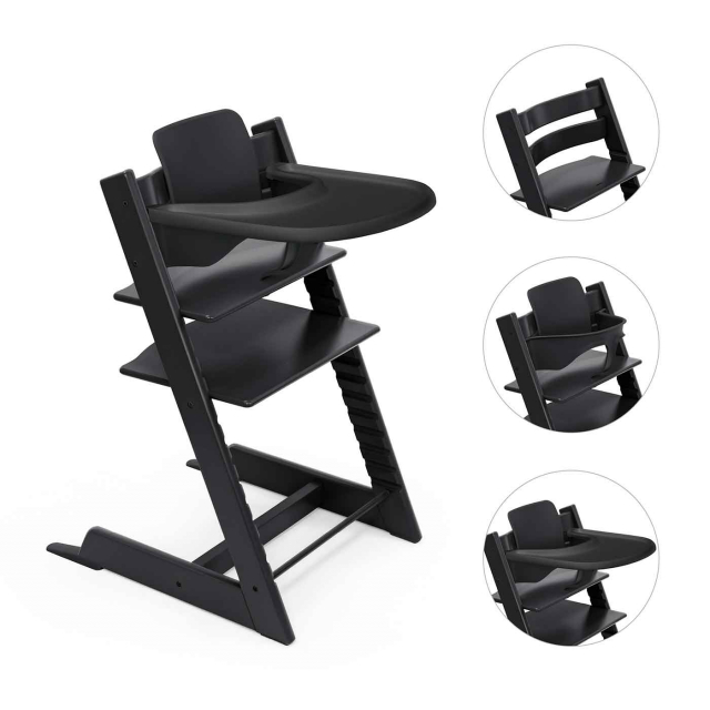 Stokke Tripp Trapp Stol + Bygel + Bricka Black