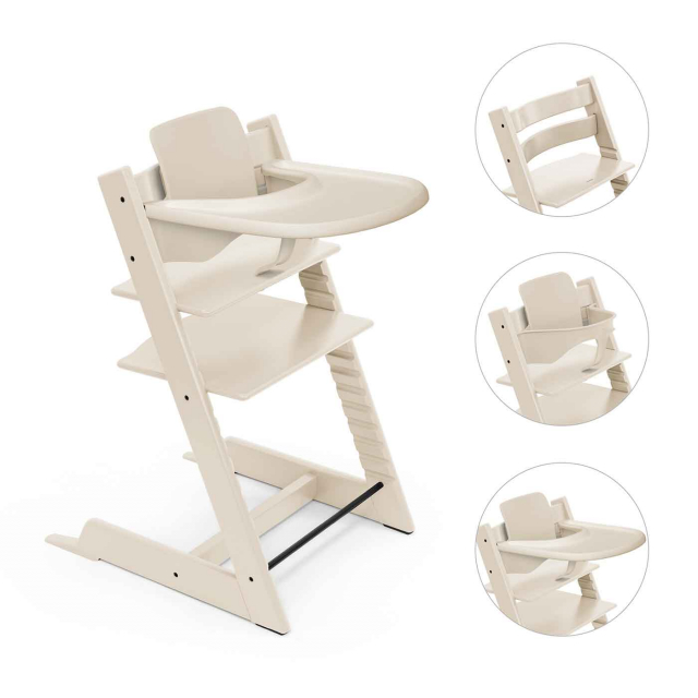 Stokke Tripp Trapp Stol + Bygel + Bricka Vanilla White